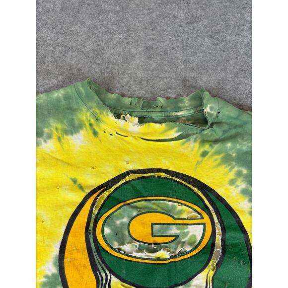 Vintage Grateful Dead Green Bay Packers Tie Dye T-Shirt Mens XL Single Stitch - Picture 7 of 11